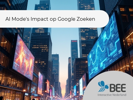 Stadsgezicht van een drukke straat omringd door hoge wolkenkrabbers met verlichte schermen en reclameborden. Mensen lopen over de zebra's terwijl de lucht een zachte avondschemering toont. De sfeer is levendig en stedelijk.</alt