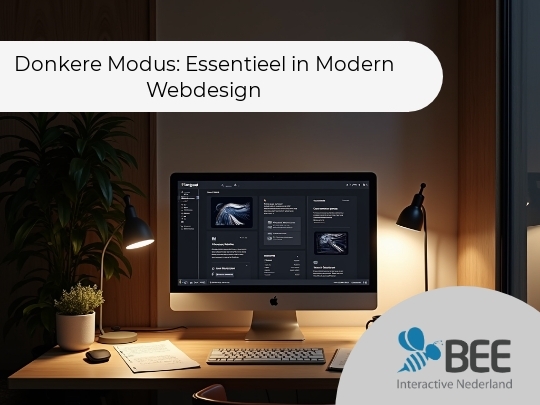 Een moderne werkplek met een computer op een houten bureau, omgeven door twee bureaulampen. Er liggen een open boek, papieren en schrijfgerei op het bureau. Rechts is een groot raam zichtbaar, links staat een grote plant. De sfeer is warm en uitnodigend